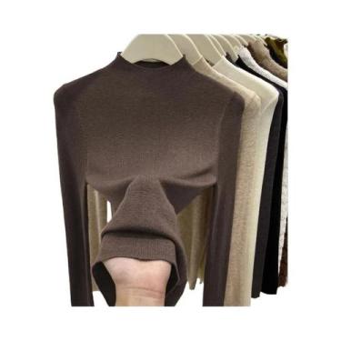 Imagem de Suéter Feminino Slim Fit De Gola Alta Quente Casual Outono Inverno Pul