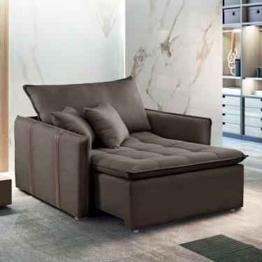 Imagem de Poltrona Cama em Veludo Marrom Detroid 110cm Yescasa