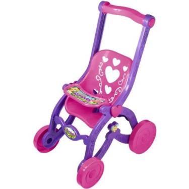 Imagem de Carrinho de boneca florzinha lilas/rosa Brinquemix
