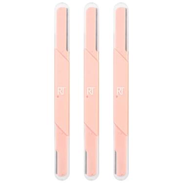 Imagem de Real Techniques Lâminas faciais e sobrancelhas, esfoliantes dermaplaning, lâmina facial feminina, lâminas faciais multiuso, acabamento preciso para penugem pêssego, conjunto de 3 peças