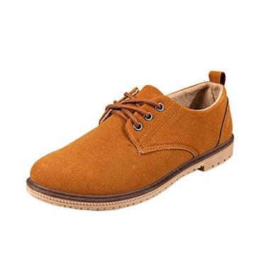 Imagem de Sapato masculino casual de camurça Gaorui mocassim; mocassim; tênis com cadarço, Amarelo, 7.5