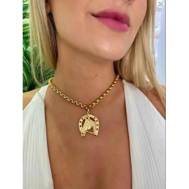 Imagem de Cordão Feminino 8mm + Pingente Banhado A Ouro 18k Português - ToJoia18