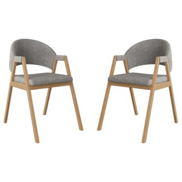 Imagem de Kit 2 Cadeiras Suellen Luxo Reforçada Mesa De Jantar Linho Grafite