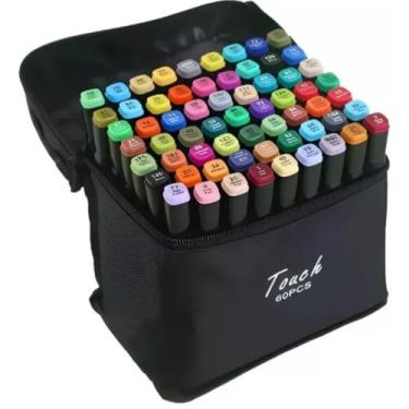 Imagem de Estojo de canetinhas ponta dupla, canetas marcador touch.