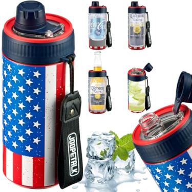 Imagem de JOOPETALK Refrigerador universal 4 em 1 para latas e garrafas padrão de 350 ml + garrafa de água 100% à prova de vazamento com tampa | Isolado para cerveja, refrigerante e bebidas energéticas, pode