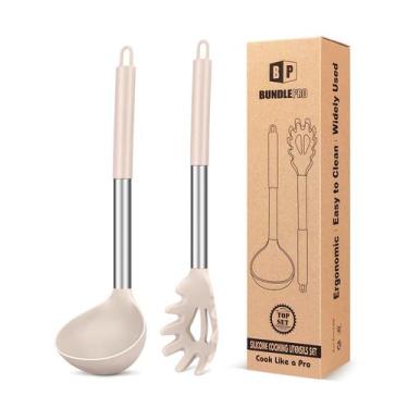 Imagem de Conjunto de utensílios de cozinha, garfo de silicone para macarrão e c