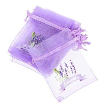 Imagem de LUOZZY 50 unidades de sacos de organza com cordão pequenos de malha lavanda sachês sacos de flores secas bolsas de lembrancinhas de festa de casamento de Natal (roxo claro)