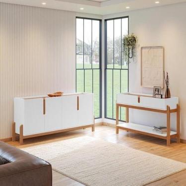 Imagem de Buffet 170cm e Aparador 2 Gavetas com Pés de Madeira Maciça Lizz - Cas