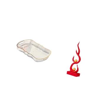 Imagem de Fenteer Escultura de Fogo Abstrata Moderna Bandeja de Servir Comida para Banheiro Penteadeira Frutas Café Cafeteria Café Da Manhã Armazenamento de Cosméticos