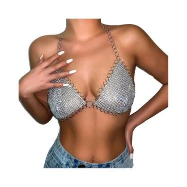 Imagem de Corrente De Peito Feminina Sexy Com Strass E Malha IngeSight.Z Joia Co