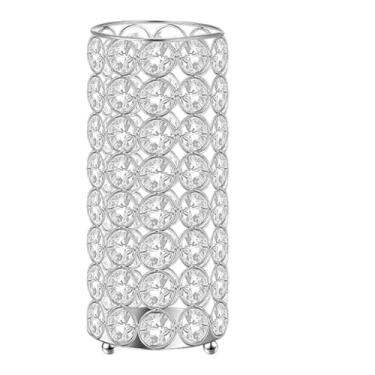 Imagem de Kuntesetty Vaso de flores de vidro cilíndrico 8x20cm Porta-pincel de maquiagem decorativo versátil para estantes, Prateado