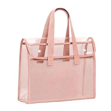 Imagem de Pasta Portátil Transparente À Prova D'água, Grande Capacidade, Bolsa de Documentos Expandível(Rose A)