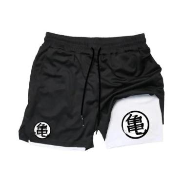 Imagem de Shorts De Treino Masculinos 2 Em 1 De Secagem Rápida Para Academia E C