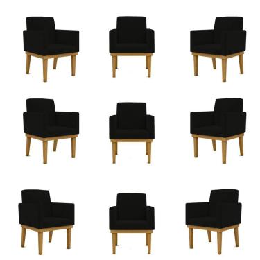 Imagem de Kit 9 Poltronas Reforçada preta