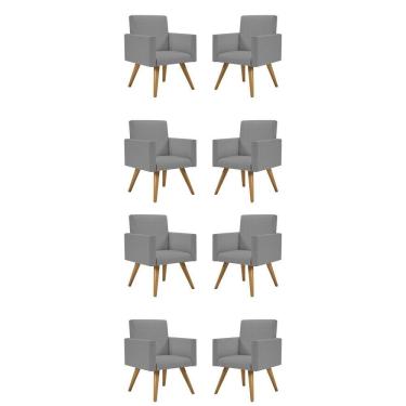 Imagem de Kit 8 Poltronas Cadeira Escritório Recepção Linho Grafite