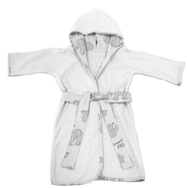 Imagem de Roupão Infantil Tecebem Com Capuz Malha Dom Plush Atoalhado Branco