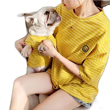 Imagem de Camisetas combinando para cães e donos roupas de família para cães Pitbull roupas para cães camisetas para papa e mamãe - mãe e animal de estimação são vendidas separadamente (animal de estimação, amarelo)