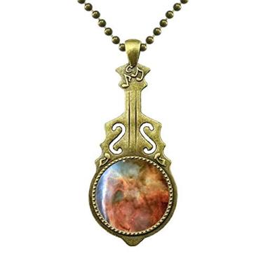 Imagem de DIYthinker Colar azul nebulosa com nuvens marrom joia com pingente de música