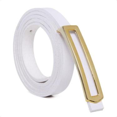 Imagem de Cinto Fino Feminino com Fivela Retangular - Bless Acessórios, Branco