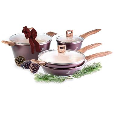 Imagem de Conjunto de Panelas e Frigideiras com Revestimento Alemão Antiaderente, 7 Peças, Brilhante, WAXONWARE, Marrom