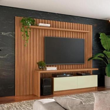 Imagem de Rack com Painel MDF 2 Portas LED Freijó/Off White - Dallacosta