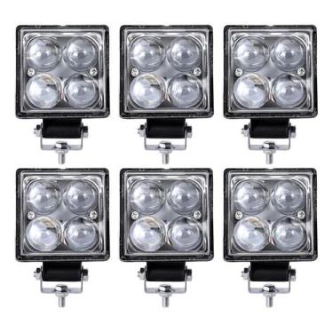 Imagem de Kit 6 Farol Milha Auxiliar 4led 12w 9v36v Oval Quadrado - Briwax