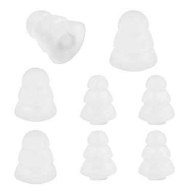 Imagem de AlxCD Ponta de orelha tripla com orifício de 2 mm para fone de ouvido Etymotic Shure Klipsch Westone, 2 tamanhos (P/G) 4 pares de pontas auriculares de silicone de flange tripla, adequado para orifício de 2 mm Etymotic Shure Klipsch Westone, Clear
