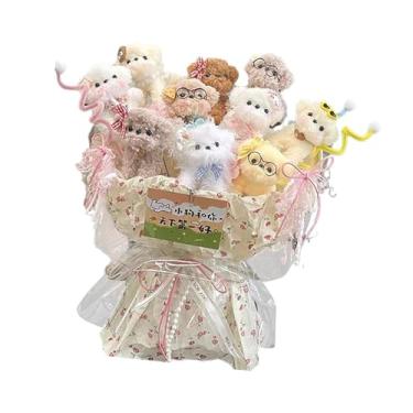 Imagem de Milageto Buquê de cachorro fofo, bichinhos de pelúcia, brinquedos iluminados, presente para mulheres, homens, lembrancinhas de festa, namorada