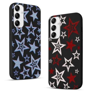Imagem de Pacote com 2 capas de telefone com estrela fofa para Samsung Galaxy S24 FE de 6,7 polegadas, capas Y2K com design de estrelas azuis Y3K para mulheres meninas adolescentes, capa protetora de silicone