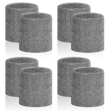 Imagem de 8 pulseiras esportivas de suor para homens e mulheres, pulseiras absorventes de pulso, pulseiras de tênis, pulseiras elásticas para suor para basquete, tênis, futebol, academia, corrida, malhar