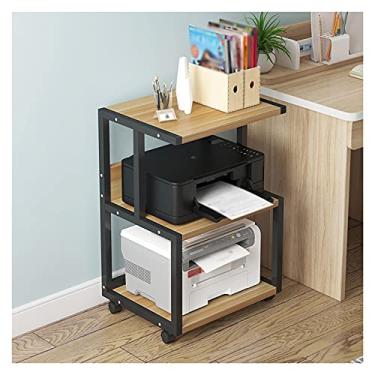 Imagem de Suporte de impressora para mesa de mesa, prateleira de armazenamento multiuso, prateleira de impressora com mesa de armazenamento de madeira, com 4 rodas (quatro cores) carrinho de impressora de mesa