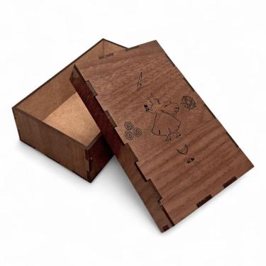 Imagem de Porta Tarô Wicca Caixa Madeira Marrom Classica Silhueta 14cm
