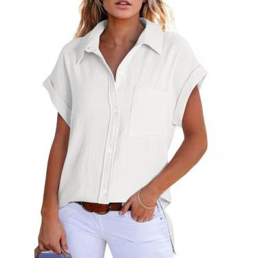 Imagem de Blusa feminina elegante, elegante, casual, com decote em V, algodão br