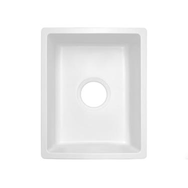 Imagem de Enbol Pia de pia de barra branca, pia de cozinha de granito de 30,5 x 38 cm, pequena pia de bar molhado para trailer, lavatório de quartzo EGS-1215-W