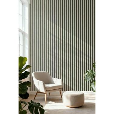 Imagem de Papel de parede com efeito de grade de madeira autoadesivo para sala de estar, cozinha e quarto, material de PVC impermeável para renovação de parede olmo e grade 45 * 1000 cm