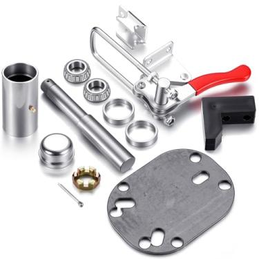 Imagem de Canchiing O kit de dobradiça de suporte de pneu inclui trava necessária, rolamento de giro, cubo e vedação de rolamento, tampa de freio, placa de metal e kit de dobradiça de suporte de pneu