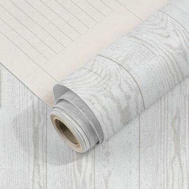 Imagem de Papel de parede retrô tijolo e madeira papel de parede espesso autoadesivo PVC impermeável material hotel quarto fundo renovação parede adesivo grão de madeira branca 44 * 1000 cm