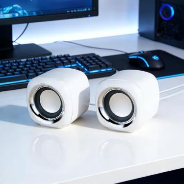 Imagem de Alto-falantes de computador, alto-falantes de PC de mesa, conector de fone de ouvido, controle aprimorado de graves e volume, alimentados por USB e alto-falantes auxiliares de jogos de 3,5 mm para