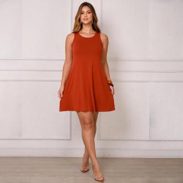 Imagem de Vestido Curto Trapézio Sem Manga BBonnie Sophia Terra-Feminino