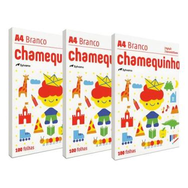 Imagem de Kit Papel Sulfite Chamequinho A4 75g Branco com 3 Pacotes - Chamex