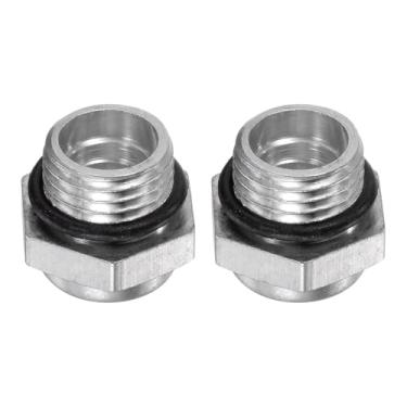 Imagem de HARFINGTON 2 peças de vidro de visão de óleo para compressor de ar G1/10.2 cm rosca macho medidor de nível de líquido, cabeça sextavada de alumínio, janela indicadora de óleo com anel de vedação para