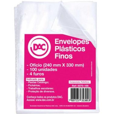 Imagem de Envelope Plástico Ofício 4 Furos Fino 0,06MM Pacote com 100 - DAC