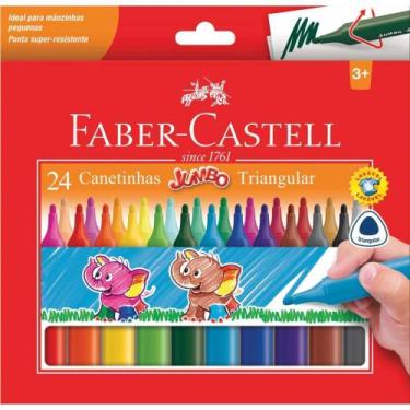 Imagem de Caneta Hidrográfica Jumbo Triangular 24 Cores Pacote com 6 - Faber Cas