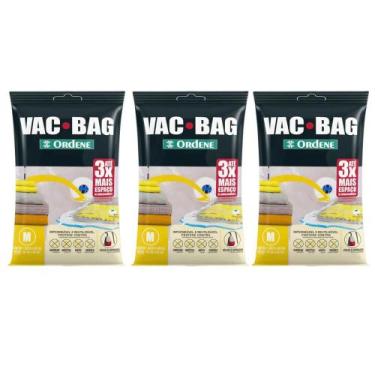 Imagem de 3 Sacos Ordene Vac Bag para Roupas Médio 45x65cm A Vácuo Polietileno R