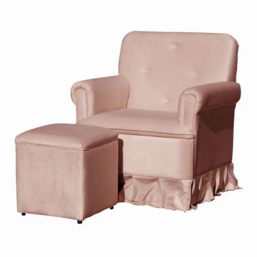 Imagem de Poltrona Para Amamentação Balanço E Puff Dandara Veludo Cor:veludo Rosa