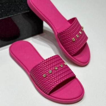 Imagem de Sandalia Feminina Strass Brilho Rasteirinha Antiderrapante Chinelo Adu