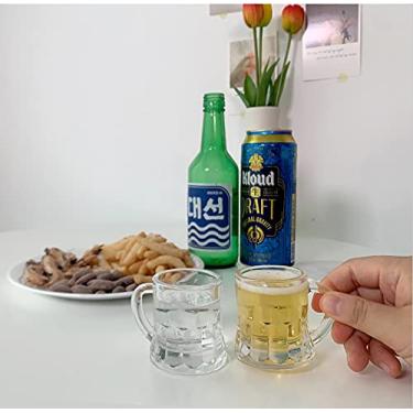 Imagem de ZEESOON Copo de vidro mini cerveja e soju 2 peças para saquê e soju, licor e chá, ideal para presente, chá, festas, inauguração de casa