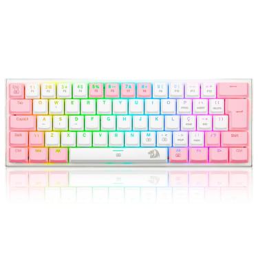 Imagem de Teclado Mecânico Gamer Redragon Anivia - ABNT2 - RGB - Switch Blue - Branco e Rosa - K614WP-RGB
