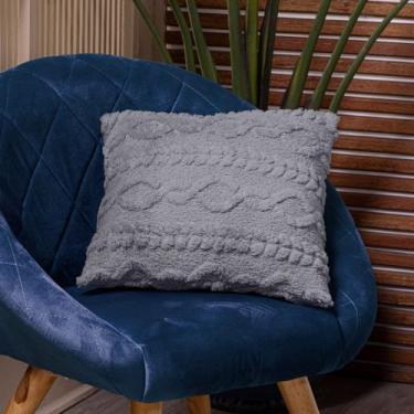 Imagem de Capa de Almofada Zurique em Manta Trançada Alto Relevo Plush Fleece Fl