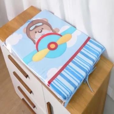 Imagem de Trocador de Fraldas Americano Sublimado com Capa Bebê Cômoda (Aviador Azul)